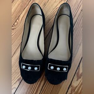 Talbots Black Flats with Pearl Accent